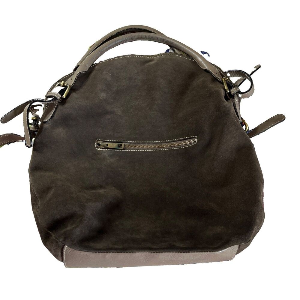 Sundance Suede Leather Slouchy Bag Taupe Brown